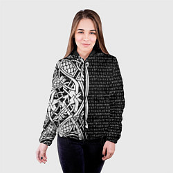 Куртка с капюшоном женская Защитный узор и руны, цвет: 3D-черный — фото 2