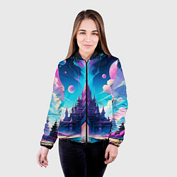 Куртка с капюшоном женская Сказочный город - пейзаж, цвет: 3D-черный — фото 2