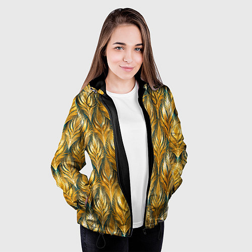 Женская куртка Золото осени травинки / 3D-Черный – фото 3