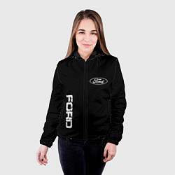 Куртка с капюшоном женская Ford logo white steel, цвет: 3D-черный — фото 2