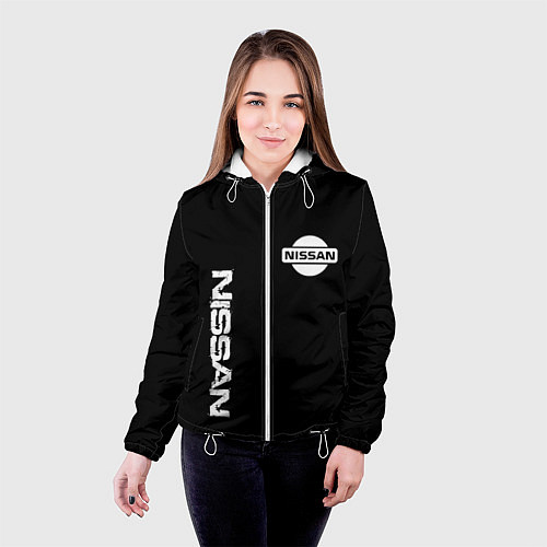 Женская куртка Nissan logo white auto / 3D-Белый – фото 4