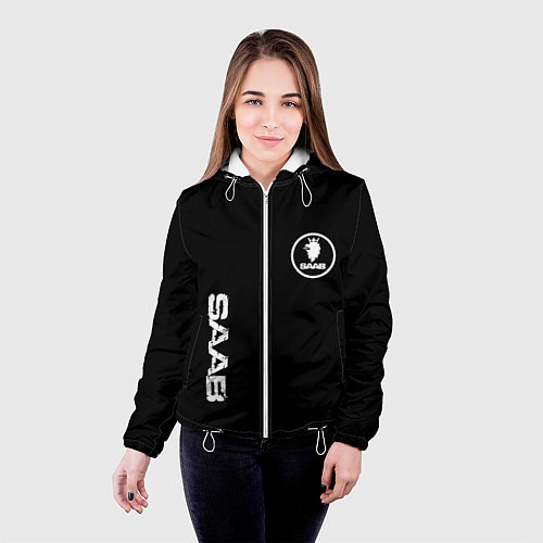 Женская куртка SAAB logo white / 3D-Белый – фото 4