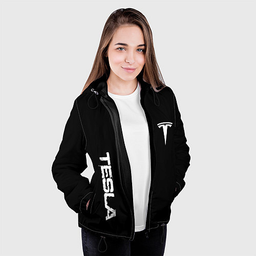 Женская куртка Tesla logo white / 3D-Черный – фото 3