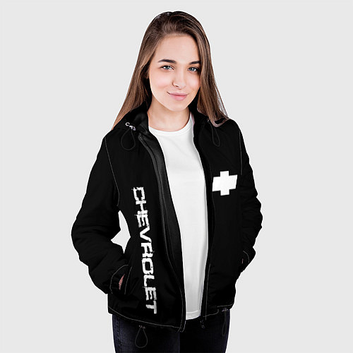 Женская куртка Chevrolet white logo auto / 3D-Черный – фото 3