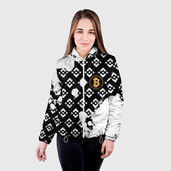 Куртка с капюшоном женская Bitcoin pattern binance, цвет: 3D-белый — фото 2