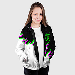 Куртка с капюшоном женская Doom logo fire demon, цвет: 3D-черный — фото 2