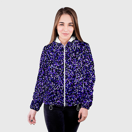 Женская куртка Мелкая мозаика паттерн фиолетовый / 3D-Белый – фото 4