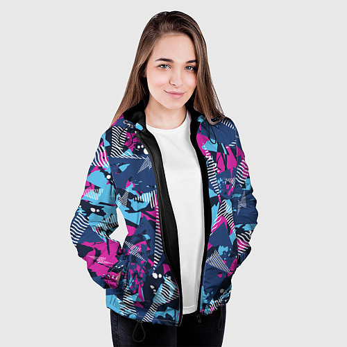 Женская куртка Яркий абстрактный узор для спорта / 3D-Черный – фото 3
