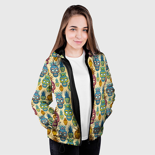 Женская куртка Обезьяна ананас / 3D-Черный – фото 3