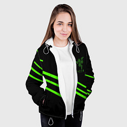 Куртка с капюшоном женская Razer line green, цвет: 3D-белый — фото 2