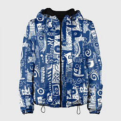 Куртка с капюшоном женская Маски туземные абстракция, цвет: 3D-черный
