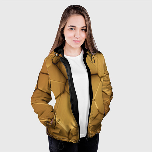 Женская куртка Золотые неоновые плиты в разломе / 3D-Черный – фото 3