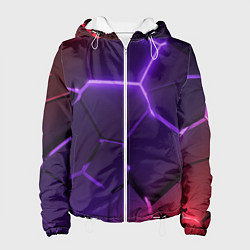 Женская куртка Красно-фиолетовые неоновые плиты в разломе