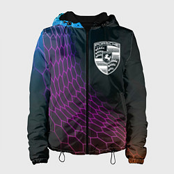Куртка с капюшоном женская Porsche neon hexagon, цвет: 3D-черный