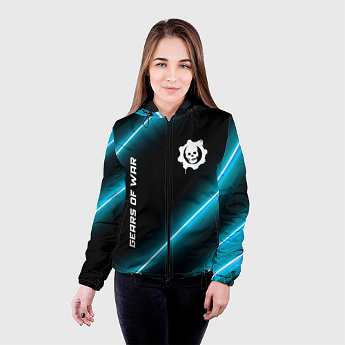 Женская куртка Gears of War неоновые лампы / 3D-Черный – фото 4