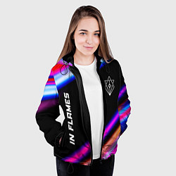 Куртка с капюшоном женская In Flames neon rock lights, цвет: 3D-черный — фото 2