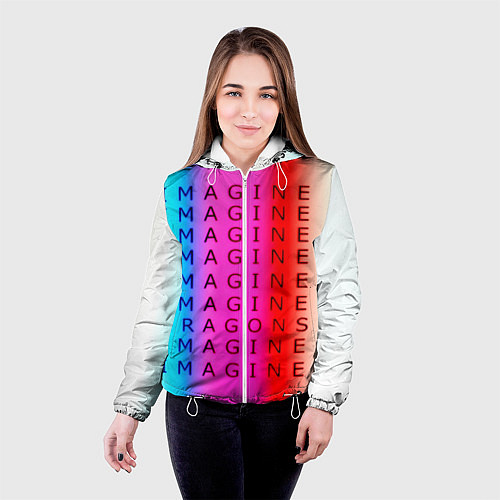 Женская куртка Imagine Dragons neon rock / 3D-Белый – фото 4