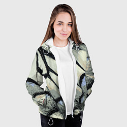 Куртка с капюшоном женская Абстракция - крыло бабочки, цвет: 3D-белый — фото 2