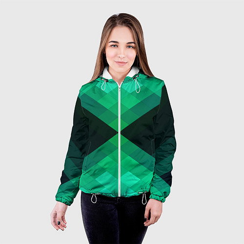 Женская куртка Изумрудная мозаика / 3D-Белый – фото 4