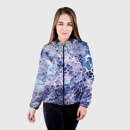 Женская куртка Абстракция текстура воды и мрамора / 3D-Черный – фото 4