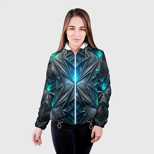 Женская куртка Темная текстура со свечением / 3D-Белый – фото 4