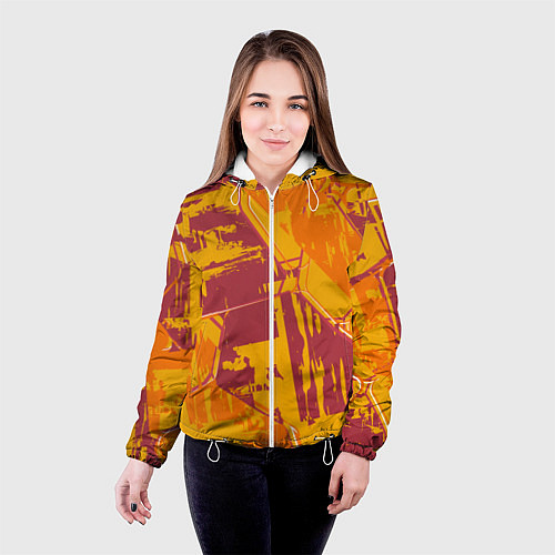 Женская куртка Яркий абстрактный паттерн для спорта / 3D-Белый – фото 4