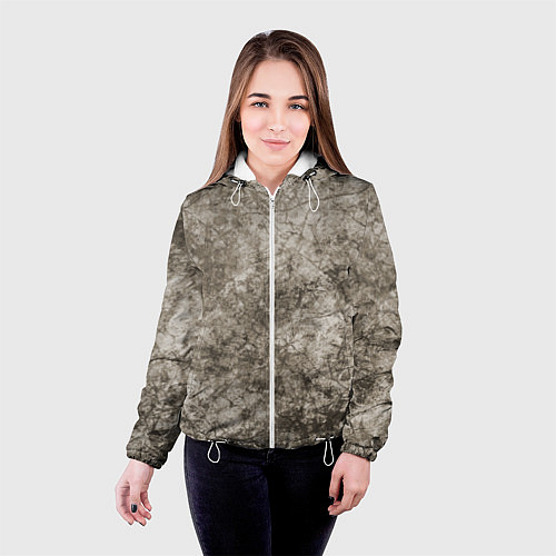 Женская куртка Абстракция - серый грязный гранж / 3D-Белый – фото 4