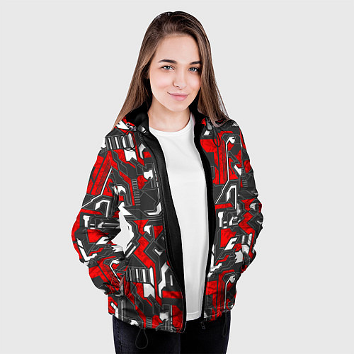 Женская куртка Абстракция геометрический паттерн / 3D-Черный – фото 3