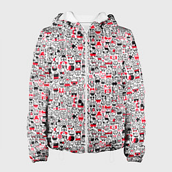 Куртка с капюшоном женская Человечки с антенками, цвет: 3D-белый