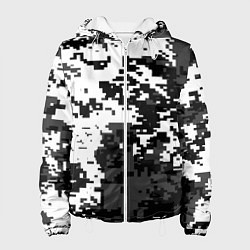 Женская куртка Камуфляжные пиксели чёрно белый