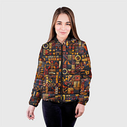 Куртка с капюшоном женская Африканский орнамент - резьба по дереву, цвет: 3D-черный — фото 2