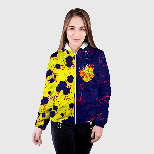 Женская куртка Cyberpunk лого текстура / 3D-Белый – фото 4