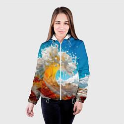 Куртка с капюшоном женская Море пива - большая волна, цвет: 3D-белый — фото 2