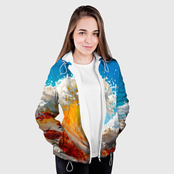 Куртка с капюшоном женская Море пива - большая волна, цвет: 3D-белый — фото 2