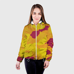 Куртка с капюшоном женская Камуфляж золото текстура, цвет: 3D-белый — фото 2