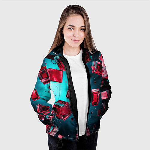 Женская куртка Взрыв из камней / 3D-Черный – фото 3