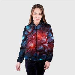 Куртка с капюшоном женская Синие камни с красным светом, цвет: 3D-черный — фото 2