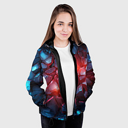 Куртка с капюшоном женская Синие камни с красным светом, цвет: 3D-черный — фото 2