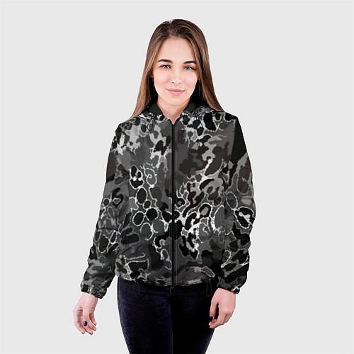 Женская куртка Чёрно-серый абстракция / 3D-Черный – фото 4