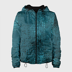 Куртка с капюшоном женская Тёмный бирюзовый абстракция однотонный, цвет: 3D-черный