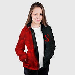 Куртка с капюшоном женская СССР геометрия спорт символика, цвет: 3D-черный — фото 2