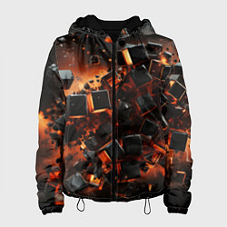 Женская куртка Черные кубики во взрыве абстракции