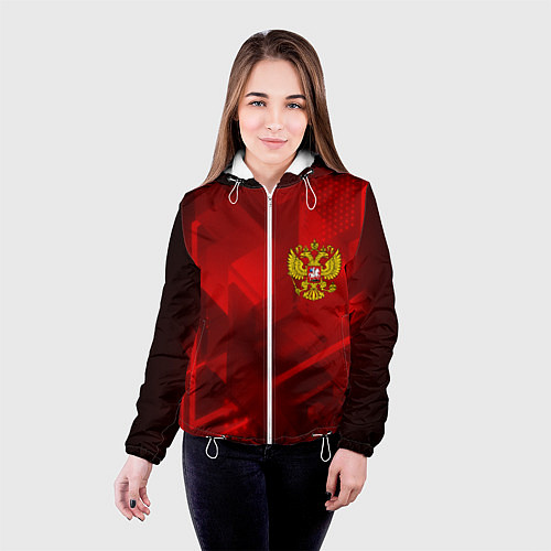 Женская куртка Россия герб текстура / 3D-Белый – фото 4