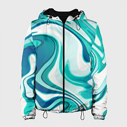 Женская куртка Кислотно синий белый мраморный фон