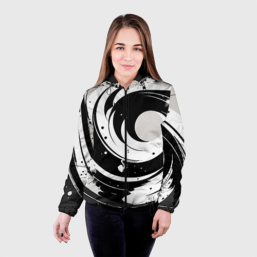 Женская куртка Экспрессивная абстракция - нейроарт / 3D-Черный – фото 4