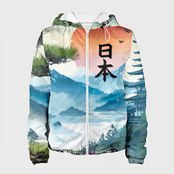 Женская куртка Восход красного солнца - Японский пейзаж