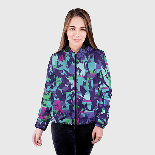 Женская куртка Абстрактный фон со спортивным узором / 3D-Черный – фото 4