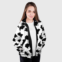 Куртка с капюшоном женская Чётные пятна на белом фоне - минимализм, цвет: 3D-черный — фото 2