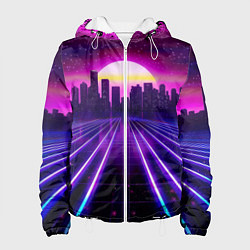 Женская куртка Город на закате и неоновые полосы