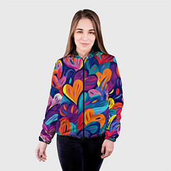 Куртка с капюшоном женская Радужные сердца, цвет: 3D-черный — фото 2